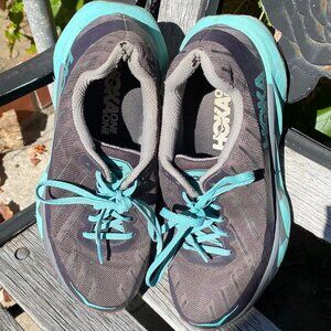 Hoka One One Women's Gray and Teal Athletic Running Shoes